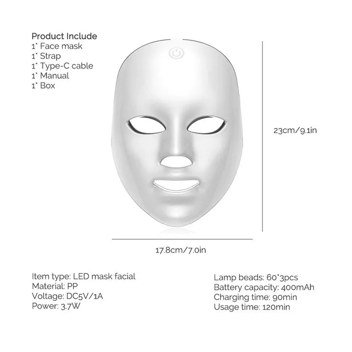 Aethera Rechargeable Facial LED Mask 7 Colors